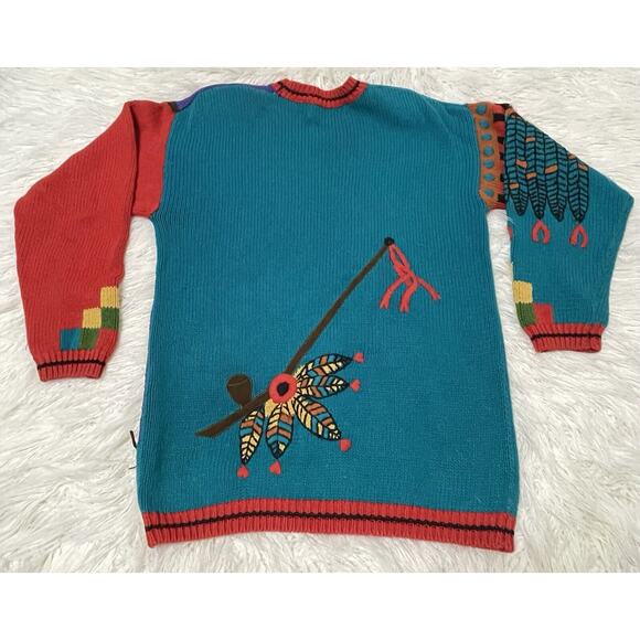 Vintage Southwestern Native American theme Cardigan Sweater Sharon Young Medium - Picture 5 of 5